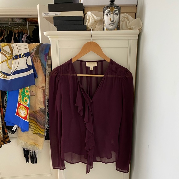 Anthropologie Purple Silk Blouse Top - Picture 4 of 8